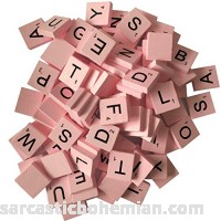 100 Wood Letter Tiles Pink Color Complete Set Game Replacement Crafts Weddings Scrapbooking B06VYFYGH7